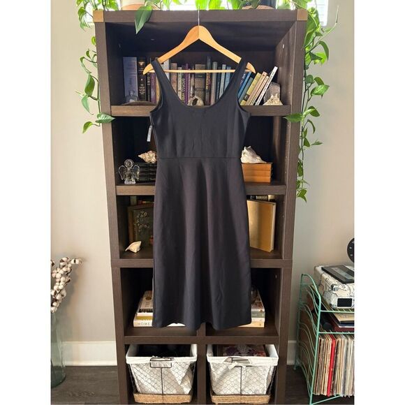 NWT Open Edit Black Midi Slit Tank Dress Size Medium - Picture 2 of 6